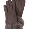 Handsker i mørkegrå med pels