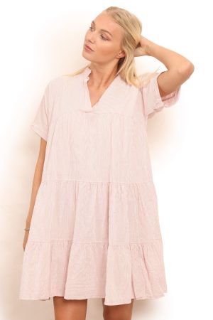 A-formet kjole i rosa stribet style 1164