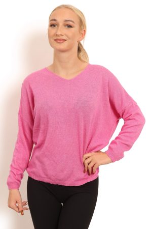 Finstrikket trøje i pink style 1478