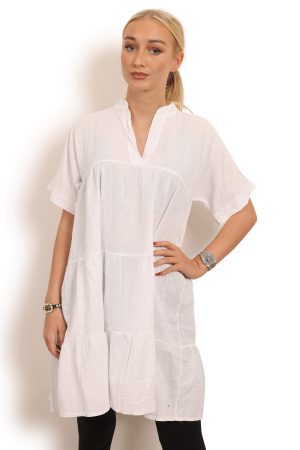 A-formet kjole i hvid stribet style 1164