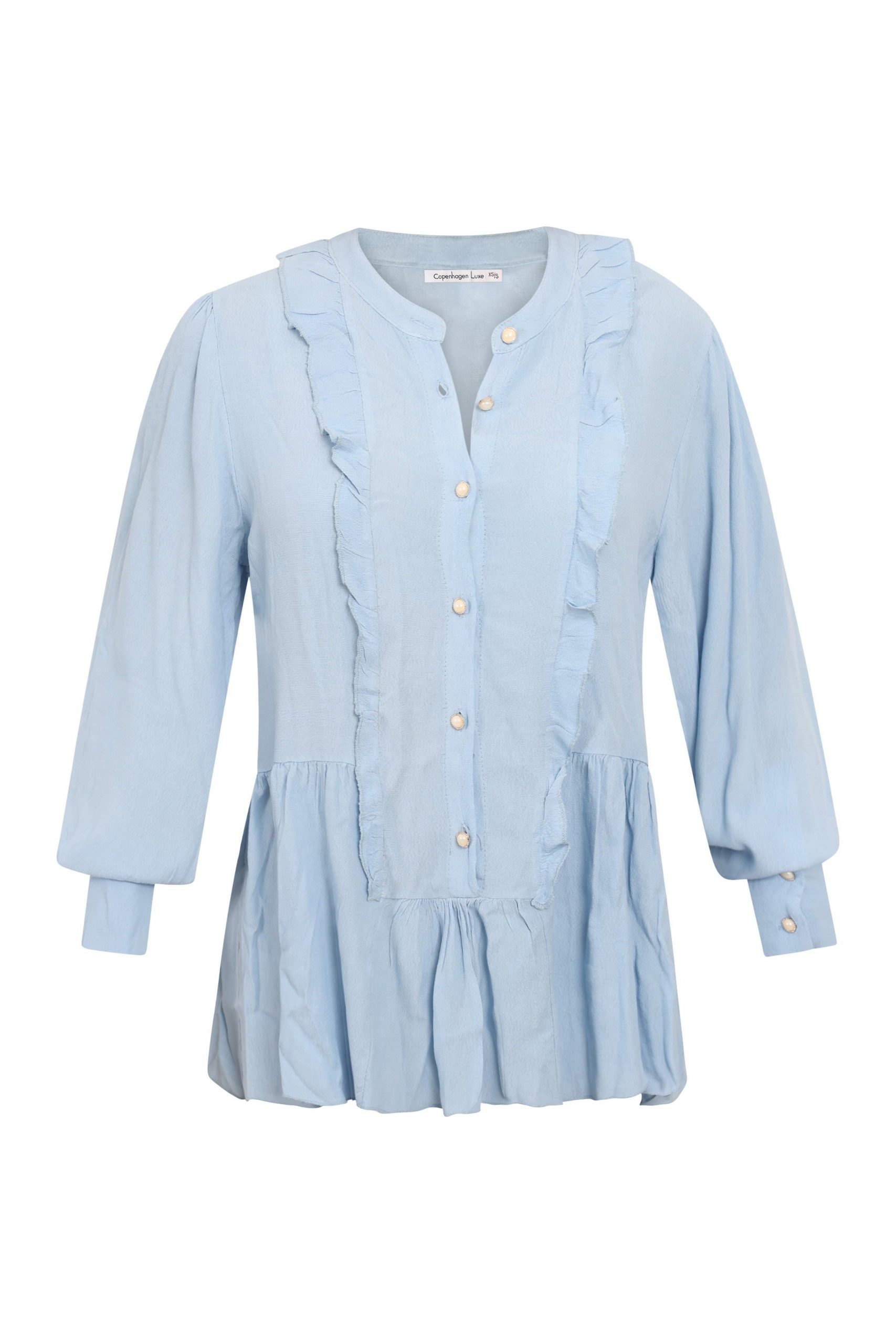 Flæseskjorte i lyseblå med fine detaljer style 1803