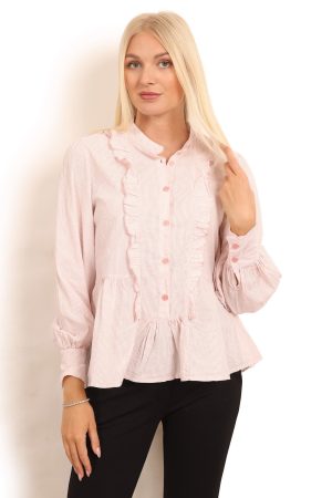Flæseskjorte i støvet rosa stribet style 1804