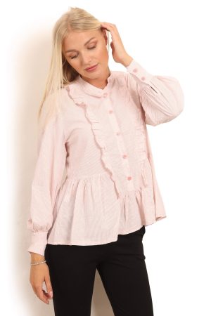 Flæseskjorte i støvet rosa stribet style 1804