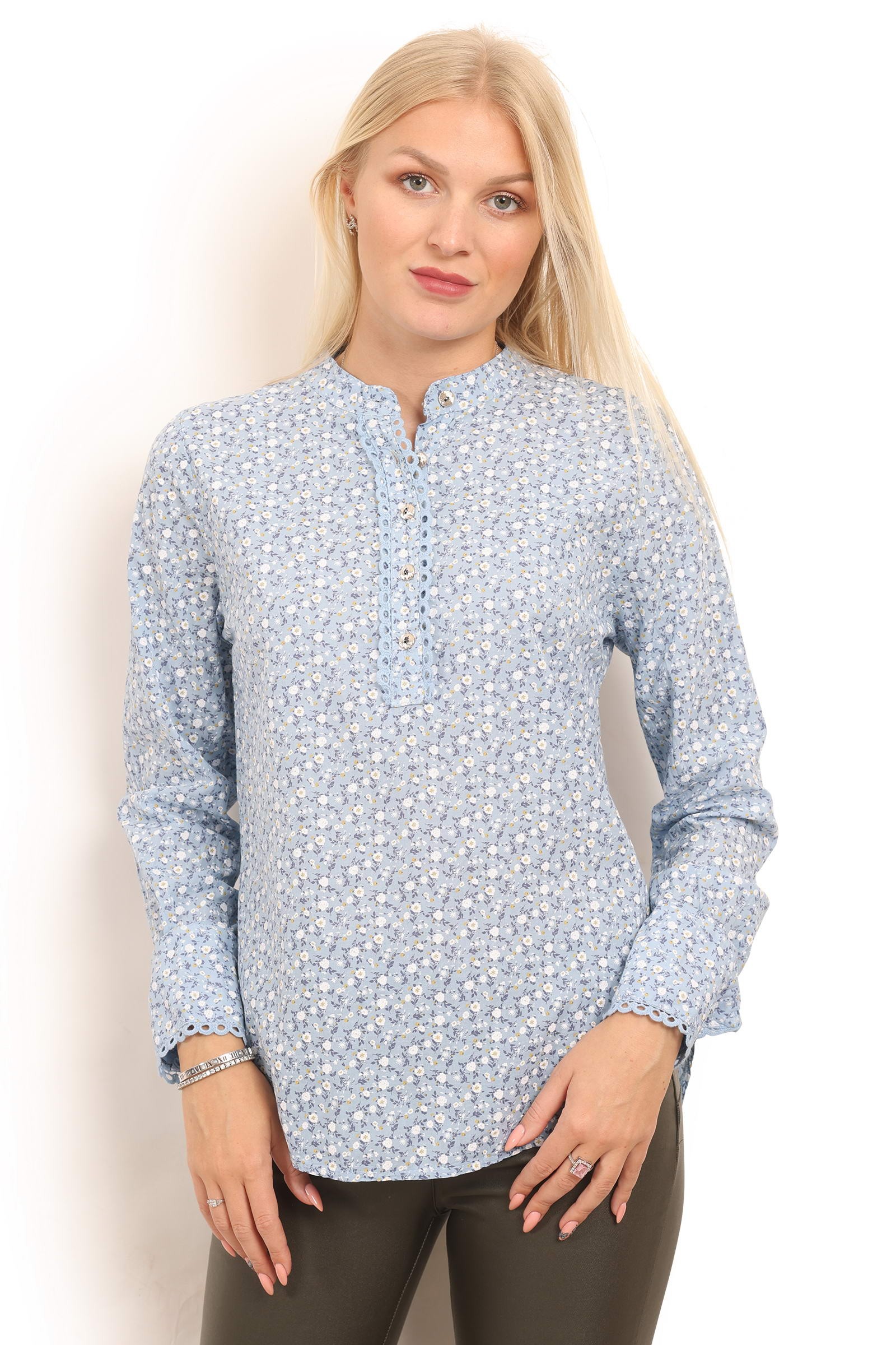 Skjorte i blåt blomsterprint style 1807