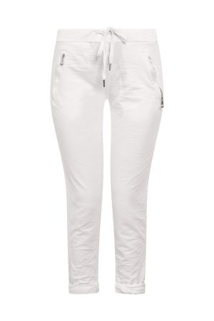 Bløde bukser i hvid ensfarvet style 7610