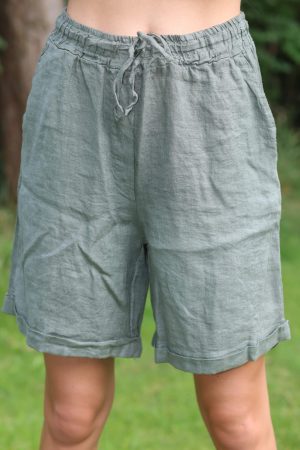 Army shorts i vasket hør style 1854
