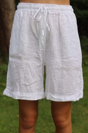 Hvide shorts i vasket hør style 1854