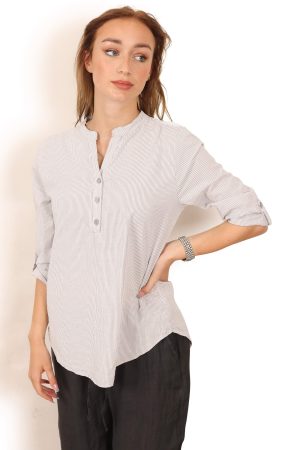 Skjorte i lysegrå stribet style 1149