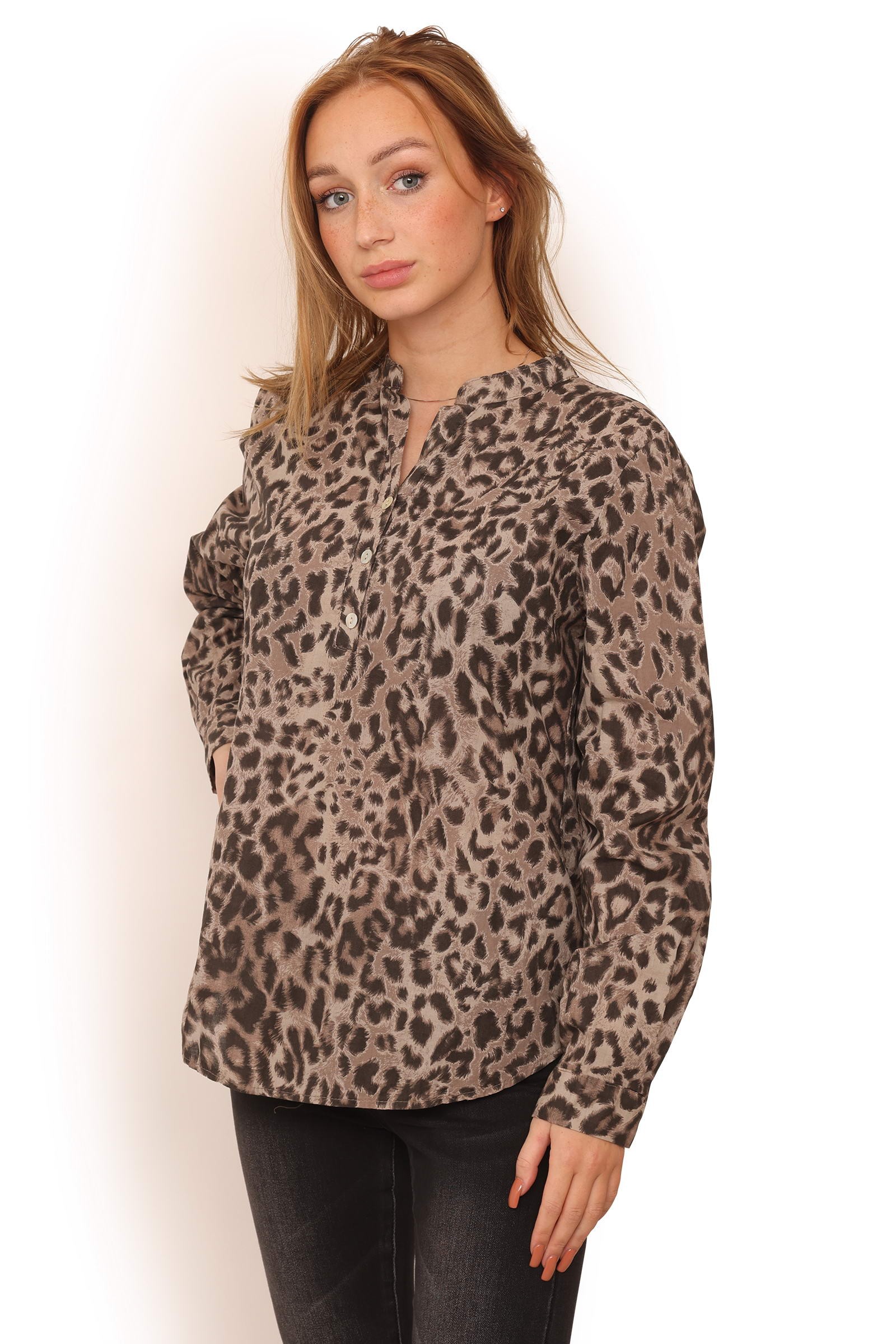 Skjorte i brun leopard print style 1147