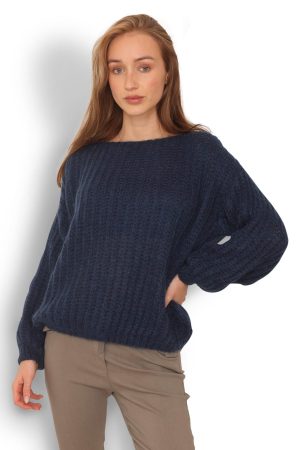 Luksuriøs Mohairblandet i navyblå Striktrøje Style 3429
