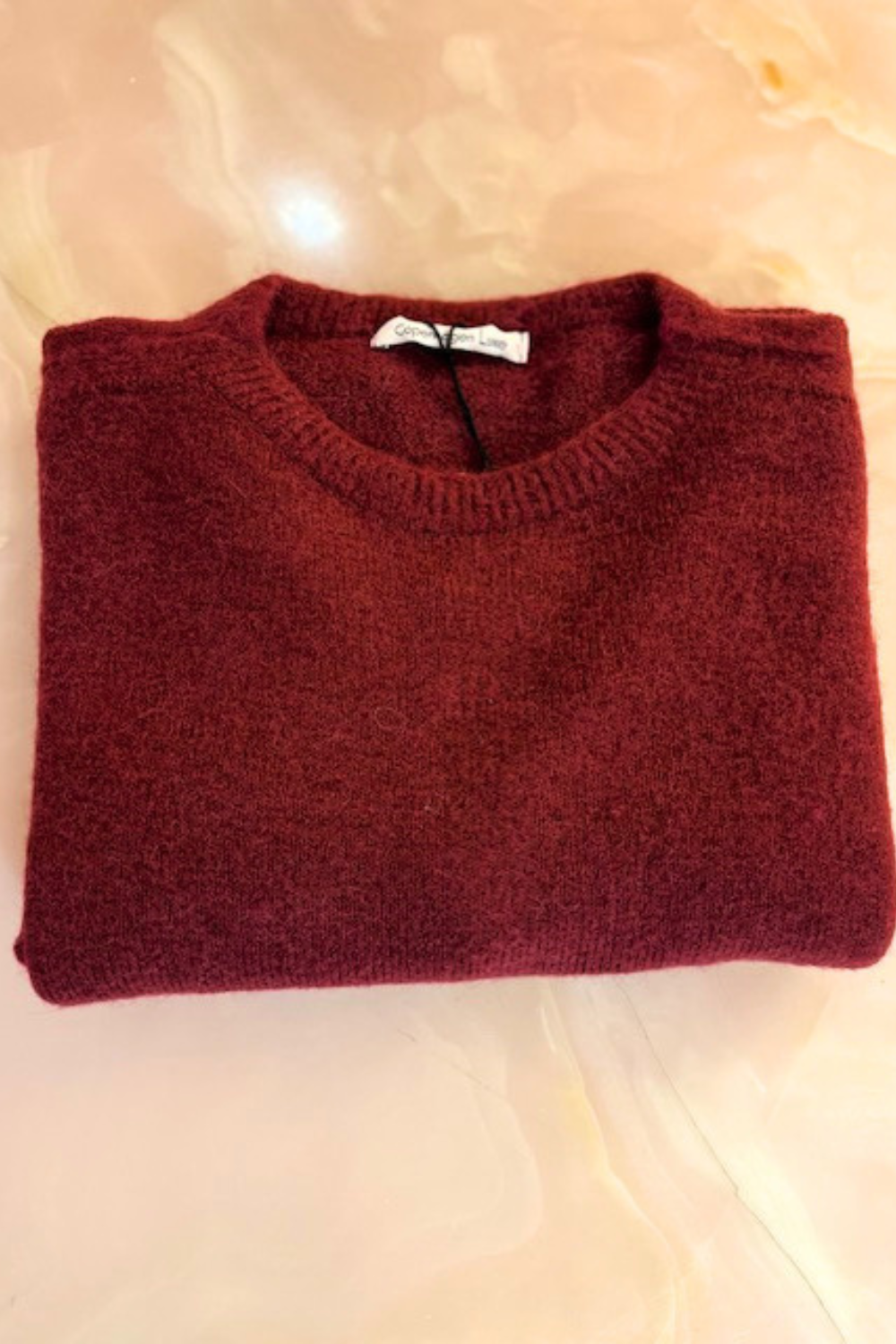 Elegant kortærmet striktrøje med Alpaca Style 8010 Bordeaux